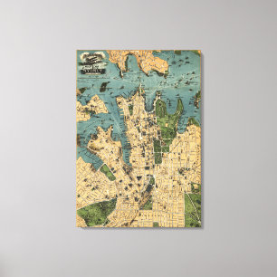 Sydney, AustraliaPanoramic Karte Leinwanddruck