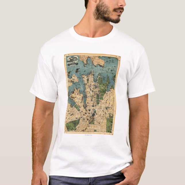 Sydney, AustraliaPanoramic Karte T-Shirt (Vorderseite)
