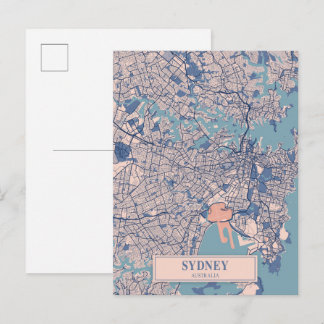 Sydney Australien Breezy Stadtplan Reise Postkarte