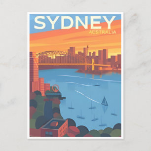 Sydney Australien Reise Kunst Vintage Postkarte