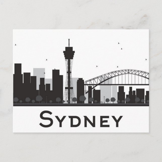 Sydney, Australien | Schwarz-Weiß-City-Skyline Postkarte (Vorderseite)