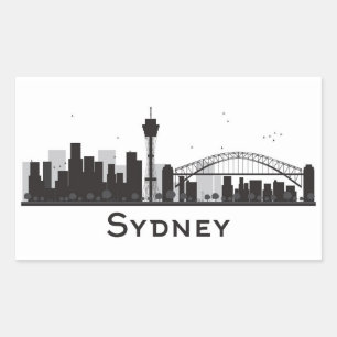 Sydney, Australien   schwarze u. weiße Rechteckiger Aufkleber
