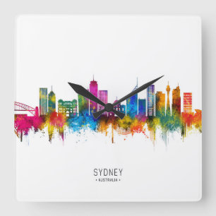 Sydney Australien Skyline Quadratische Wanduhr