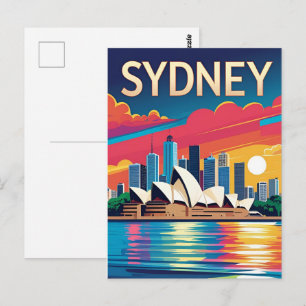 Sydney Australien Skyline Sonnenuntergang Retro Re Postkarte