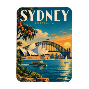 Sydney Australien Sonnenuntergang Illustration Rei Magnet