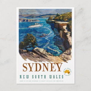 Sydney Australien Vintage Poster Restauriert Postkarte