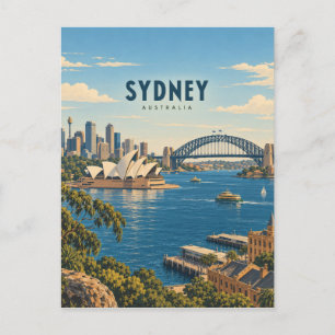 Sydney Australien Vintage Reise Kunst Postkarte