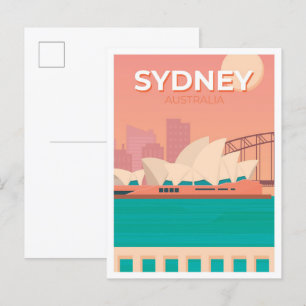 Sydney Australien Vintage Reiseillustration Postkarte