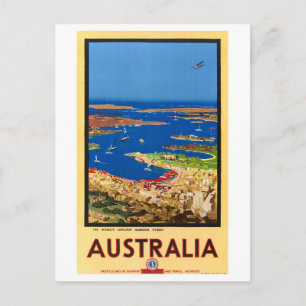 Sydney Australien Vintage Reiseplakat Restauriert Postkarte