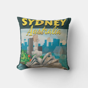 Sydney, Australien Vintage-Reiseposter Kissen