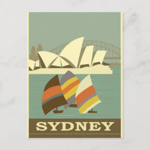 Sydney Australien Vintage-Reiseposter Postkarte