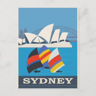 Sydney Australien Vintage-Reiseposter Postkarte
