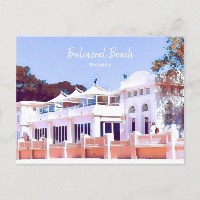 Sydney Balmoral Beach Rettro Bathers Pavillion Postkarte (Vorderseite)