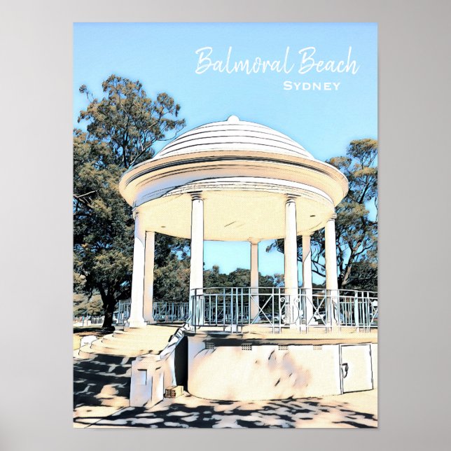 Sydney Balmoral Beach white Rotunda Poster (Vorne)