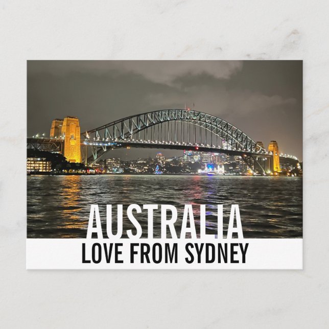 Sydney by Night Liebe aus Australien Postkarte (Vorderseite)