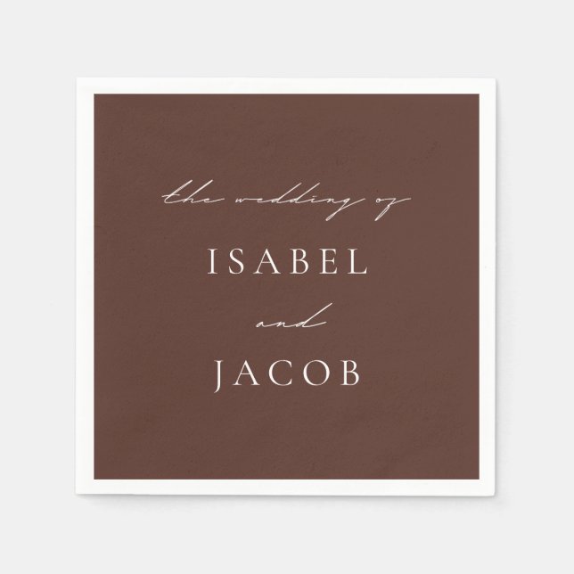 SYDNEY Espresso Brown Minimal Wedding Serviette (Vorderseite)