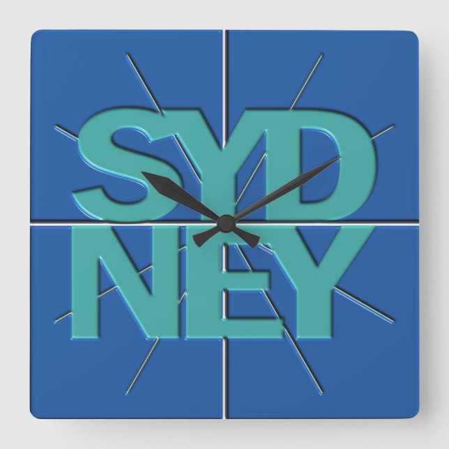 Sydney Finance Timezone Wall Clock Quadratische Wanduhr (Vorderseite)