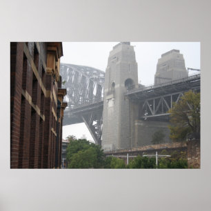 Sydney-Hafen-Brücken-Grau-Nebel Poster