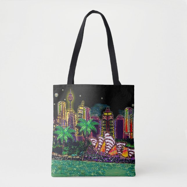 Sydney Harbour Black Sky by Sequin Dreams Studio Tasche (Vorderseite)