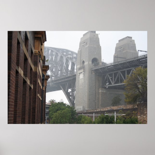 Sydney Harbour Bridge Gray Mist Poster (Vorne)