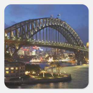 Sydney Harbour Bridge und Park Hyatt Sydney Hotel Quadratischer Aufkleber