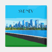 Sydney Harbour Vintage Travel Art Magent
