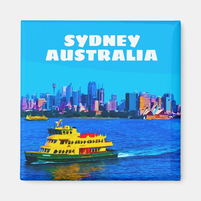 Sydney Harbour Vintage Travel Art Magent Magnet (Vorne)