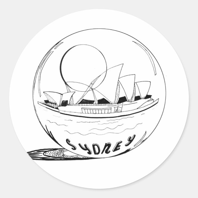 Sydney in einer Glaskugel Runder Aufkleber (Vorderseite)