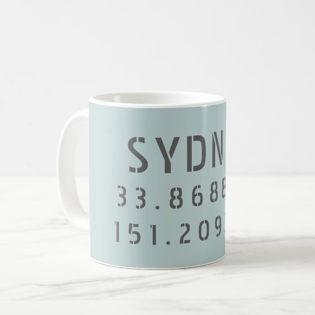 Sydney Latitude Longitude Kaffeetasse (Vorderseite Links)