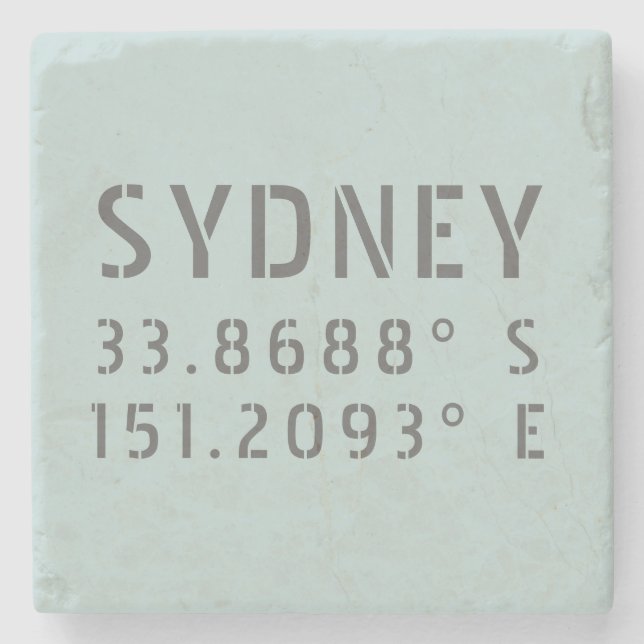 Sydney Latitude Longitude Steinuntersetzer (Vorderseite)
