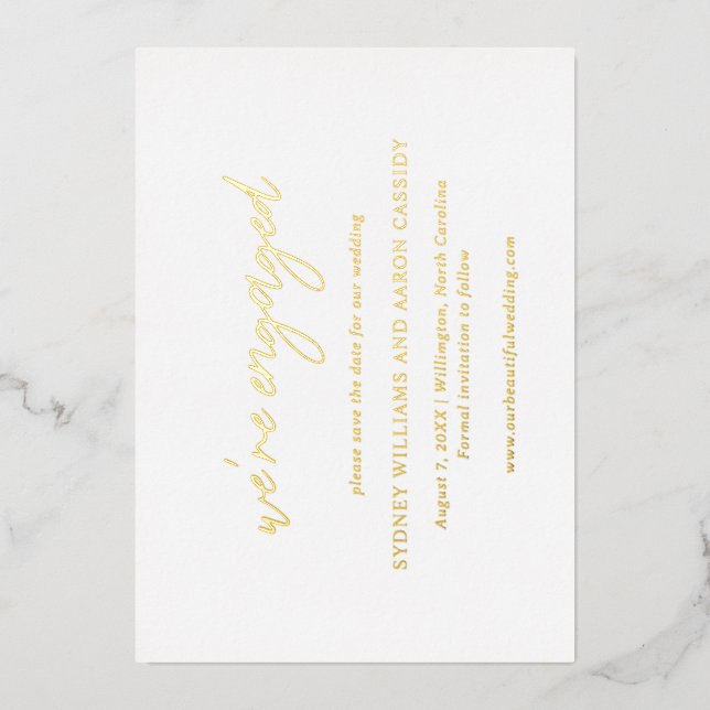 Sydney Modern Wedding rettet das Datum Folieneinladung (Vorderseite)