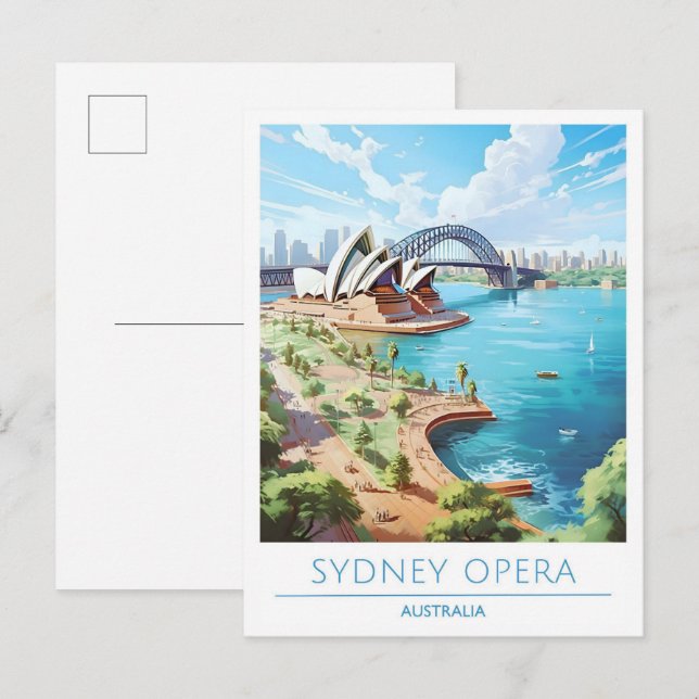 Sydney Opera Australien Art Vintage Postkarte (Vorne/Hinten)