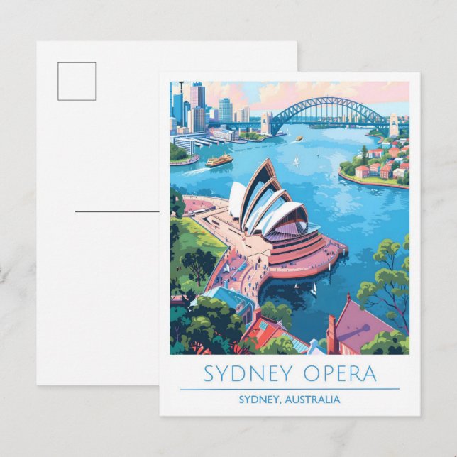 Sydney Opera Australien Art Vintage Postkarte (Vorne/Hinten)