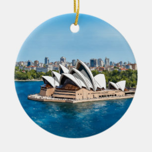 Sydney Opera House Australia Watercolor Keramik Ornament