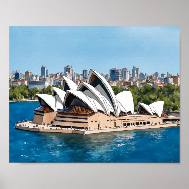 Sydney Opera House Australia Watercolor Poster (Vorne)