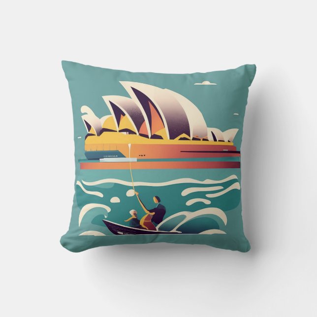 Sydney Opera House Australien Gemälde Souvenir Kissen (Vorderseite)