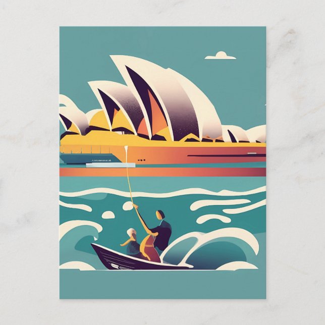 Sydney Opera House Australien Gemälde Souvenir Postkarte (Vorderseite)