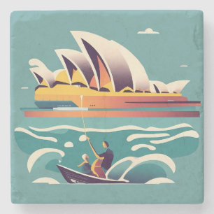 Sydney Opera House Australien Gemälde Souvenir Steinuntersetzer
