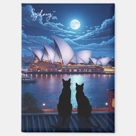 Sydney Opera House Australien Katzen in der Nacht Magnet