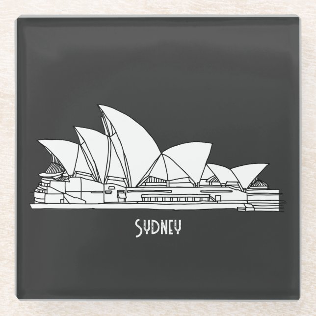 Sydney Opera House Australien zeichne Souvenir Glasuntersetzer (Vorderseite)