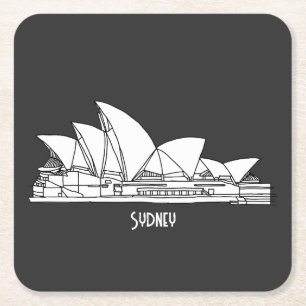 Sydney Opera House Australien zeichne Souvenir Rechteckiger Pappuntersetzer