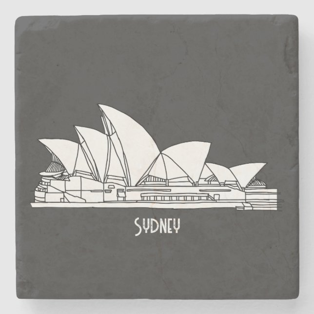Sydney Opera House Australien zeichne Souvenir Steinuntersetzer (Vorderseite)