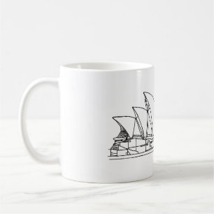 Sydney Opera House Australien zeichnend Skizze Kaffeetasse
