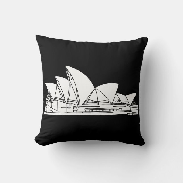 Sydney Opera House Australien zeichnend Skizze Kissen (Vorderseite)