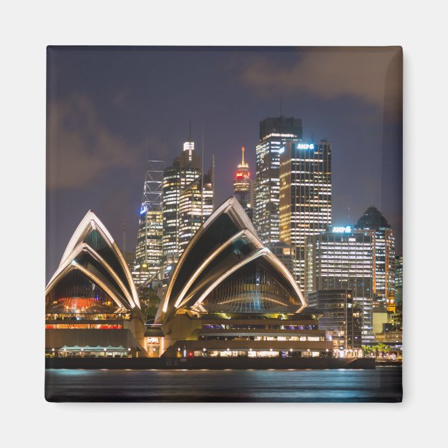 Sydney Opera House & City at night, Australien Magnet (Vorne)