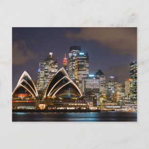 Sydney Opera House & Cityscape am Abend, Australie Postkarte