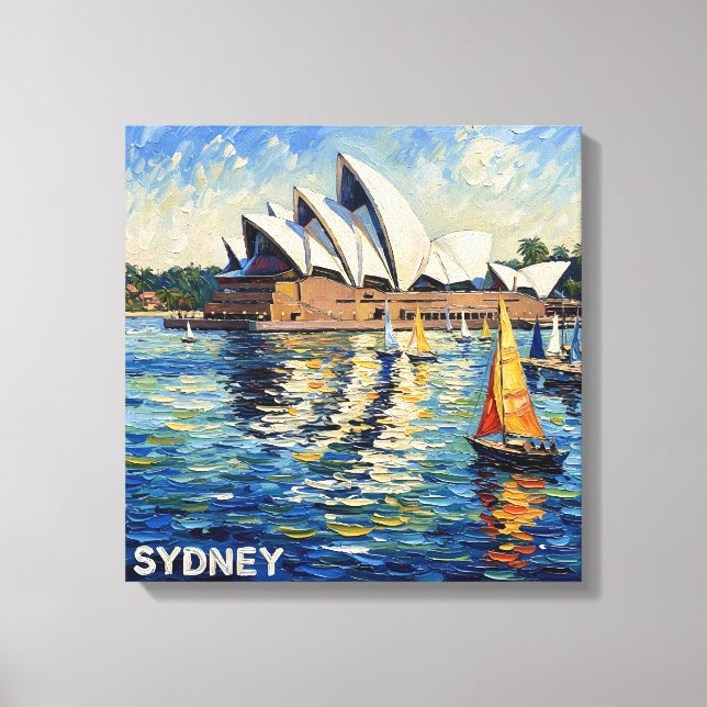 Sydney Opera House Harbor Sailing Stretched Canvas Leinwanddruck (Vorderseite)