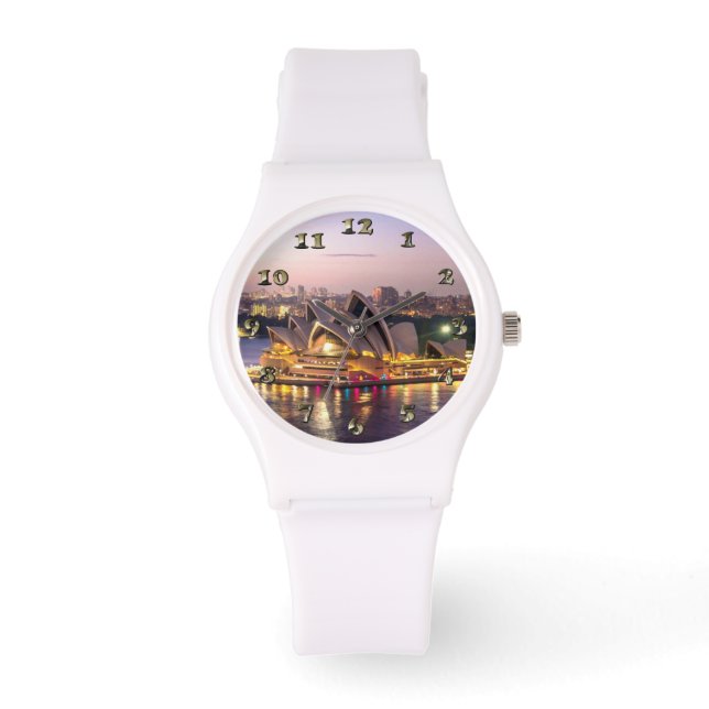 Sydney Opera House im Abend Armbanduhr (Vorderseite)