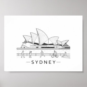 Sydney Opera House Minimalistische Liniendrawing Poster