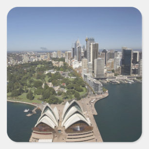 Sydney Opera House, Royal Botanic Gardens, CBD Quadratischer Aufkleber